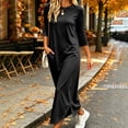 thumbnail image 2 of Zynoxe Maxi Dresses for Women Classic Round Neck 3/4 Sleeve Dresses Casual Loose Solid Color Long Dress Soft Stretchy Daily Wear T-Shirt Dresses with Side Spilt & Pockets S, 2 of 9