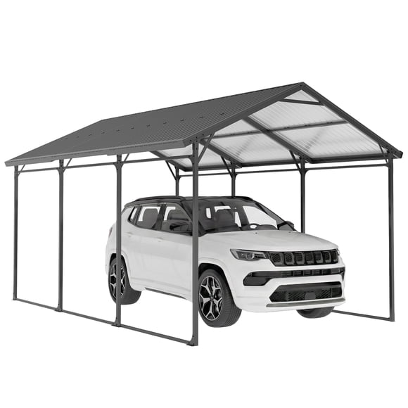 Outsunny 10 x 15ft Metal Carport, Heavy-Duty with Steel Frame & Roof
