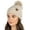 Beige, variant on Beanie for Women Ultra Soft Chenille Faux Fur Pom Pom Winter Hats Warm Ski Cap Fashion - Hot Pink