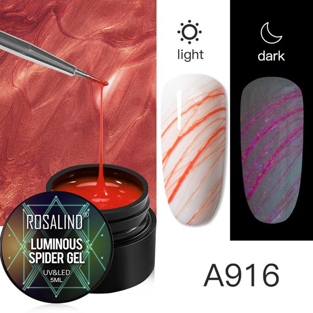 ROSALIND Spider Line Gel de esmalte de uñas Spider UV Paint Gel Barnices híbridos Pegatinas web luminosas Soak Off Top Coat para manicura Tan Jianjun unisex