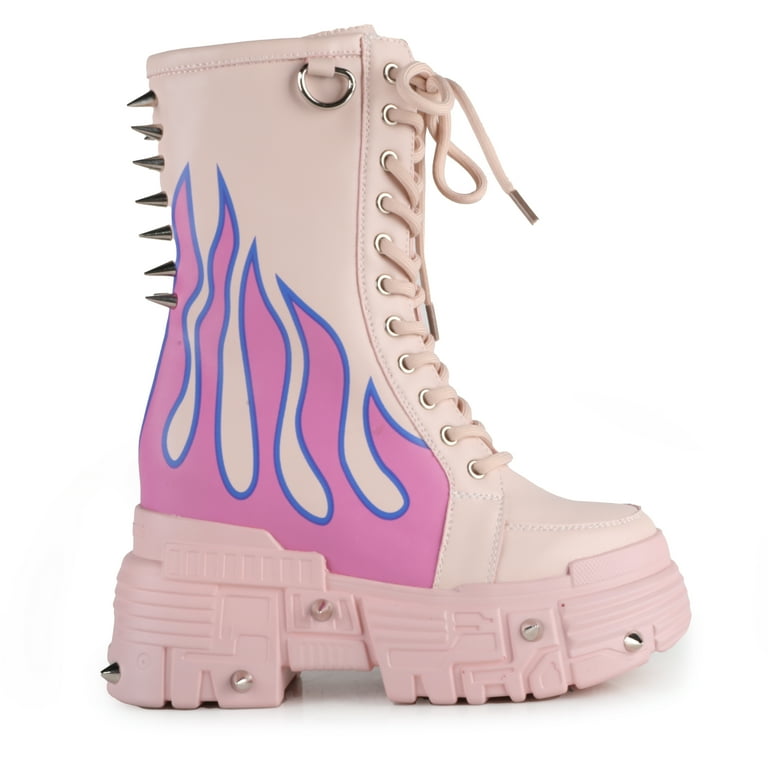 WTF by Anthony Wang MTF Flame Fashion Boot in Pink Walmart
