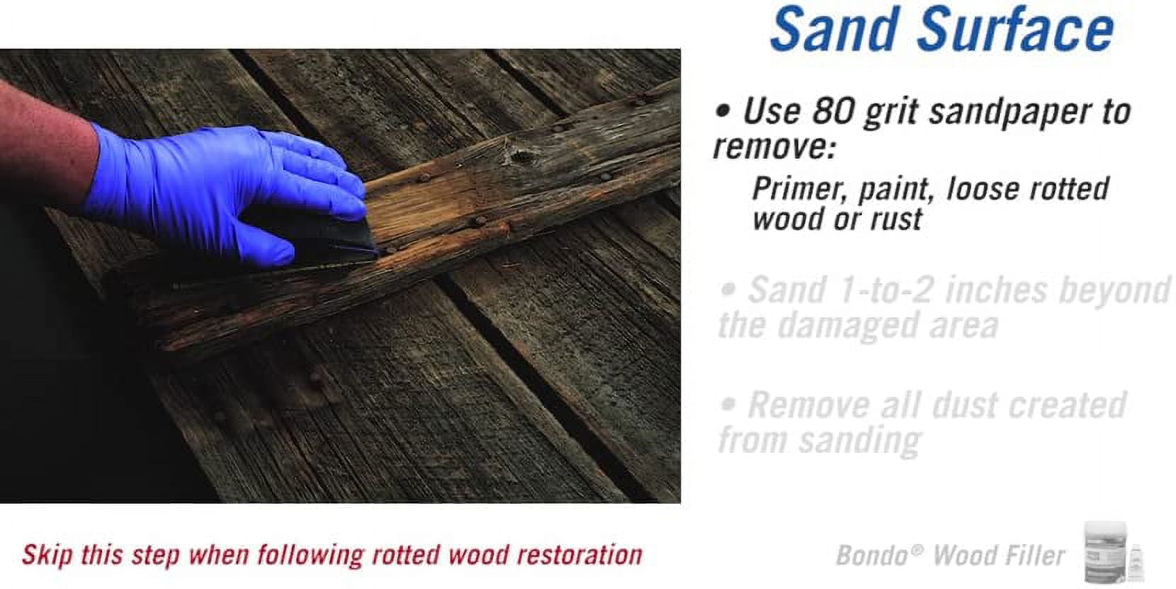 3M Bondo Wood Filler – 30 fl oz, High-Performance Two-Part Formula for Interior and Exterior Wood Repairs, Fast-Curing, Paintable, Stainable