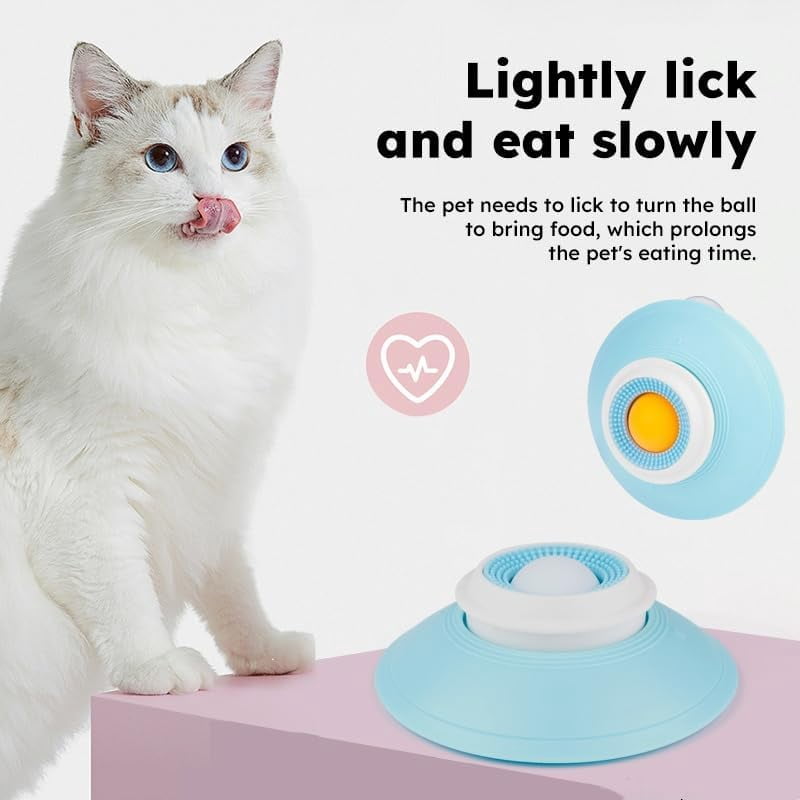 ABCISI Dog Cat Lick Sphere & Slow Feeder, Interactive Licksphere for Dogs Anxiety Relief, Non-Slip Licking Bowl for Liquid Food & Peanut Butter, Food Container for Dog Cats to Healthy Diet, White