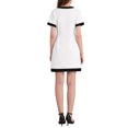 thumbnail image 3 of Vestido de trabajo elegante de mujer INSPIRE CHIC con contraste de color, escote en V, manga corta, corte A, color blanco, 3 of 5