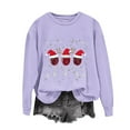 thumbnail image 4 of MaFYtyTPR Women's Long Sleeve Tops Christmas Printed Fashionable Loose Casual Regular Hoodless Pullover Sweatshirt Top Purple L, 4 of 5