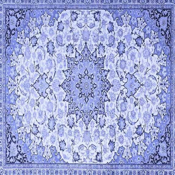 Ahgly Company Indoor Square Medallion Blue Traditional Area Rugs, 8' Square