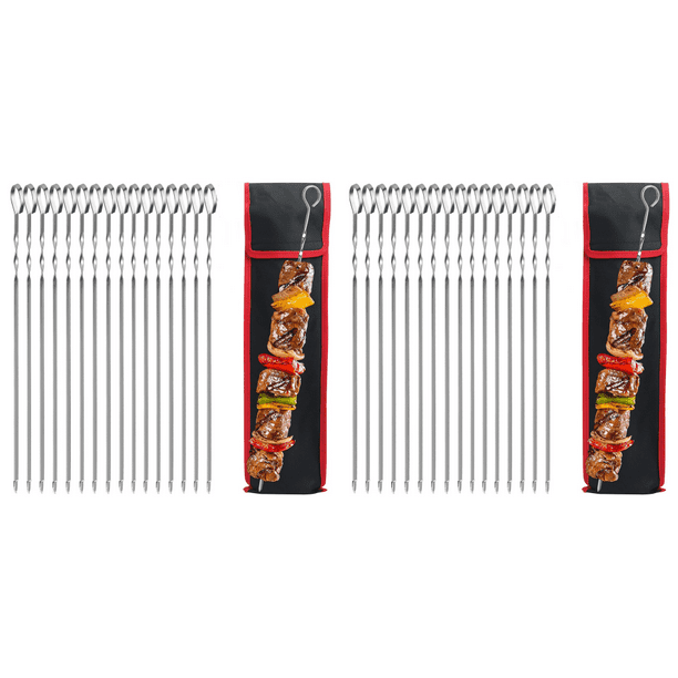 Brochetas Kabob Barbacoa De Acero Inoxidable Accesorios De Cocina Planos 16 Piezas