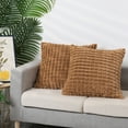 thumbnail image 6 of Unique Bargains Checkered Faux Fur Plush Throw Pillow Covers Decorative Pillowcases 2 Pcs Brown 16" x 16", 6 of 6