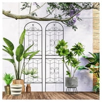 2 Pack Metal Garden Trellis 86.7" x 19.7" Rustproof Trellis for Climbing Plants Outdoor Flower Support Black