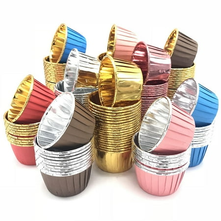 

Ludlz Gold Cupcake Cups 50pcs Disposable Foil Muffin Liners Gold Cupcake Baking Cups Ramekin Aluminum Cupcake Tip Pan Ramekin Holders Little Baking Cups