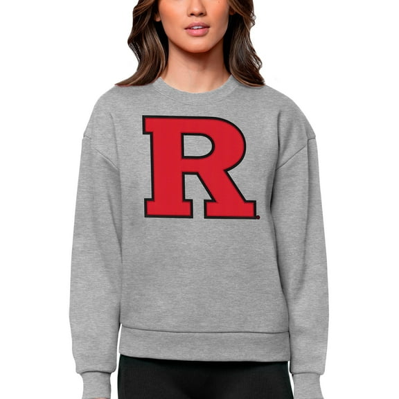 Women's Antigua Heather Gray Rutgers Scarlet Knights Victory Crewneck Pullover Sweatshirt