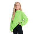 thumbnail image 3 of Girls Neck Sweatshirt Long Sleeve Loose Fit Pullover Casual Solid Color Tops Fashion Oversized Clothing for School Daily Outdoor, 3 of 4
