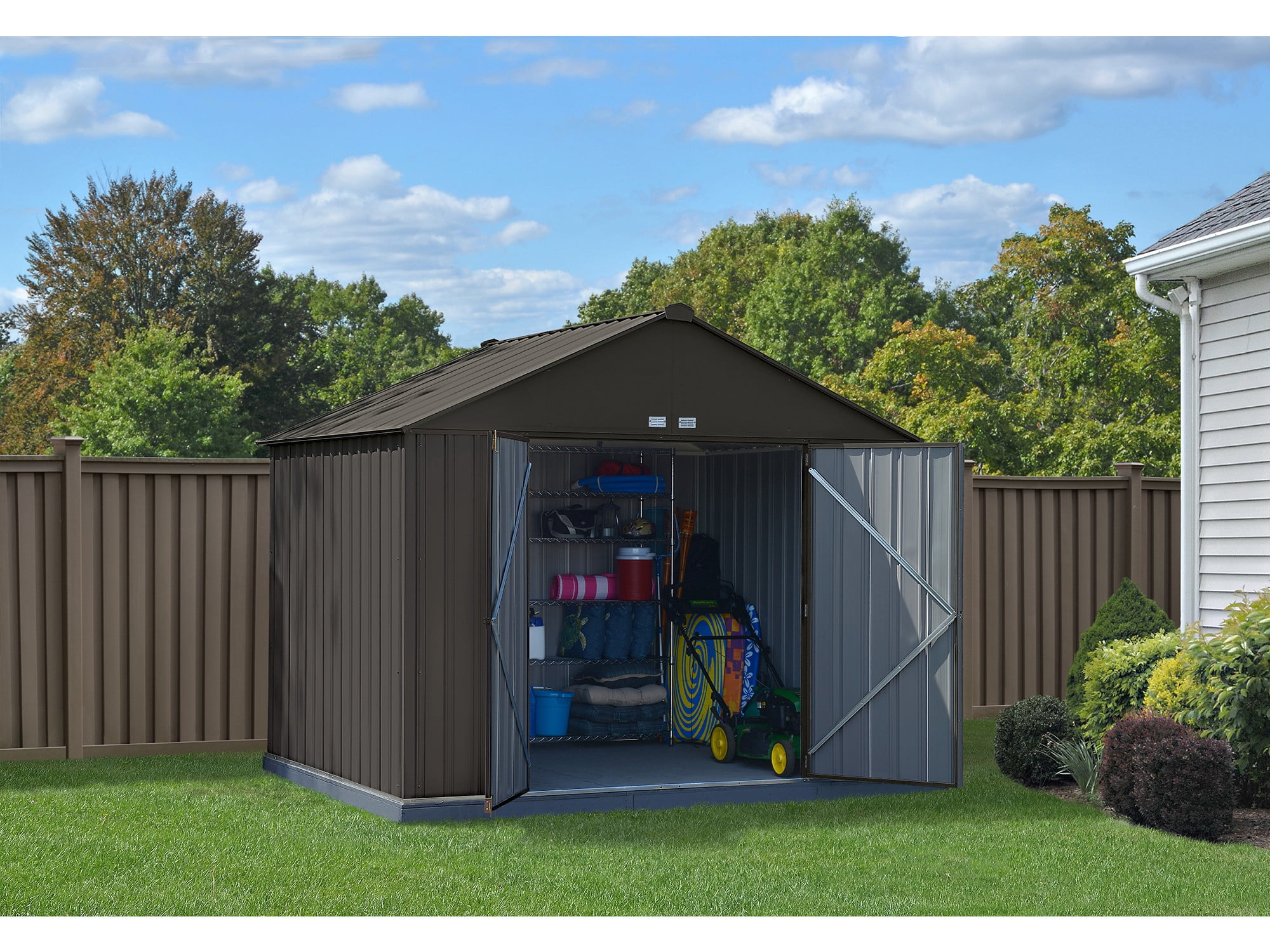 Ezee Shed Steel Storage 10 X 8 Ft. Galvanized Extra High Gable Charcoal