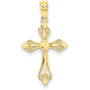 Primal Gold 14k Yellow Gold Mini Budded Cross Necklace Pendant