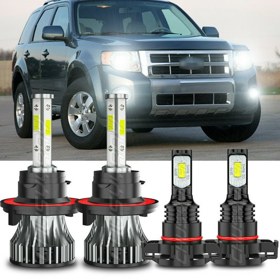 Combo H13 9008 5202 2504 PSX24W LED Headlight Bulb High Low Beam Fog Light 4PCS