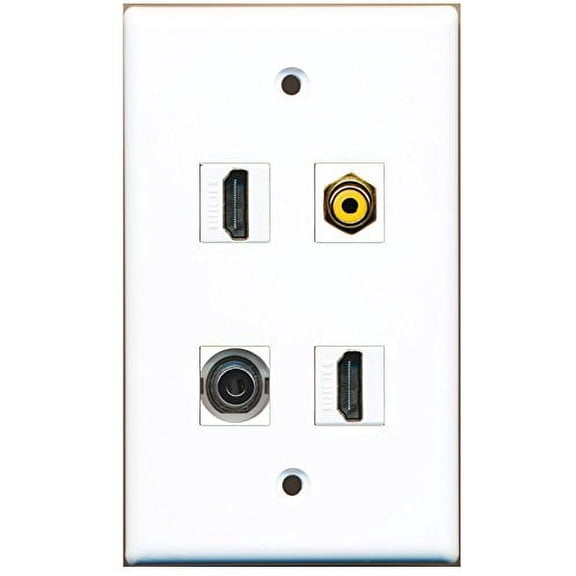 RiteAV - 2 Port HDMI 1 Port RCA Yellow 1 Port 3.5mm Wall Plate