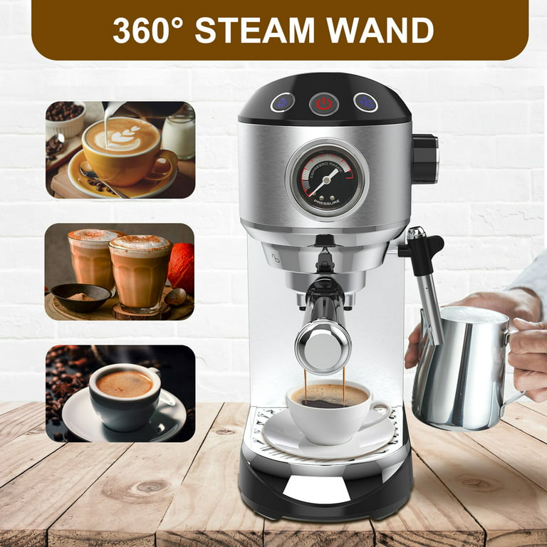 Cosikie Updated Machine, Coffee Machine with Steamer 15 Bar, Stainless Steel, Ltr - Walmart.com