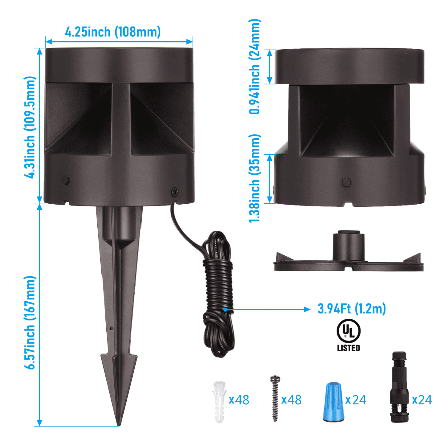 12 Pack 8W Low Voltage 5CCT LED Pathway & Deck Light, 11" Low-Profile Cylinder Landscape Light, Anti-Glare, Dual Mount Outdoor Lighting