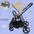 thumbnail image 3 of System travel carriola Sicilia + portabebé plagado compacto telas premium beige, 3 of 9