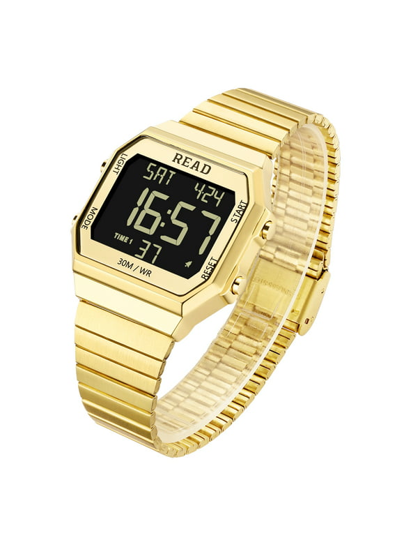 READ Men's Wristwatches, Digital Watches, Men's Sports Watches, Unisex Digital Wristwatch, Metal Case LCD Digital Watches, Men's Digital Watches