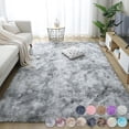 thumbnail image 2 of Alfombra mullida de 3 x 5, suave y peluda para dormitorio de niñas, sala de estar con parte inferior antideslizante, gris claro, 2 of 5