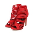 thumbnail image 5 of New Women Liliana Nikia-13 Nubuck Caged Peep Toe Criss Cross Single Sole Sandal, 5 of 5