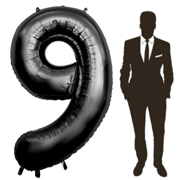 60 Inch Black Number Balloon Large Foil Number Balloons With Base, 0-9 Big Number Balloons for Birthday Party Supplies Decorations