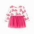 thumbnail image 2 of Barbie Baby Girls Dresses Cotton Letter Print Mesh Tutu Skirt Birthday Gift Sizes 3-24M, 2 of 7