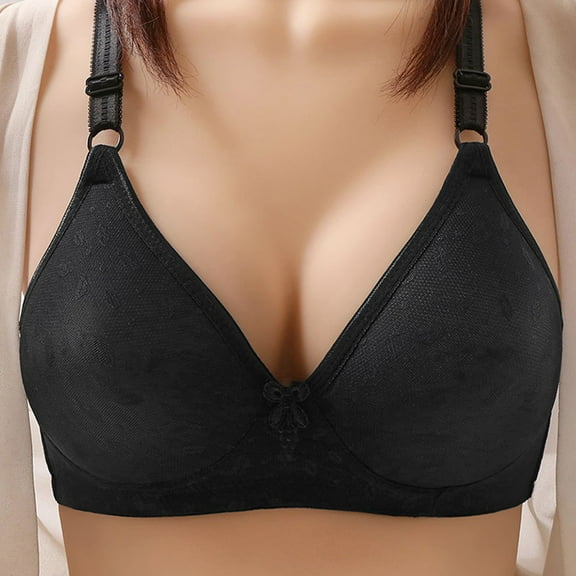 QLEICOM Everyday Bras for Women, Women's Comfort Lift Wirefree Bra Comfortable Lace Breathable Bra Underwear No Rims Bras No Underwire Black Cup 38/85BC