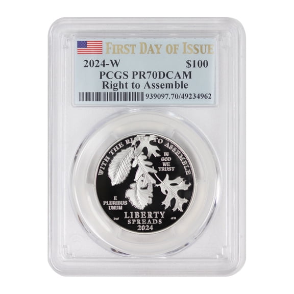 2024-W $100 Platinum Eagle PCGS PR70 Deep Cameo First Day of Issue Flag Label U.S. Mint Coin