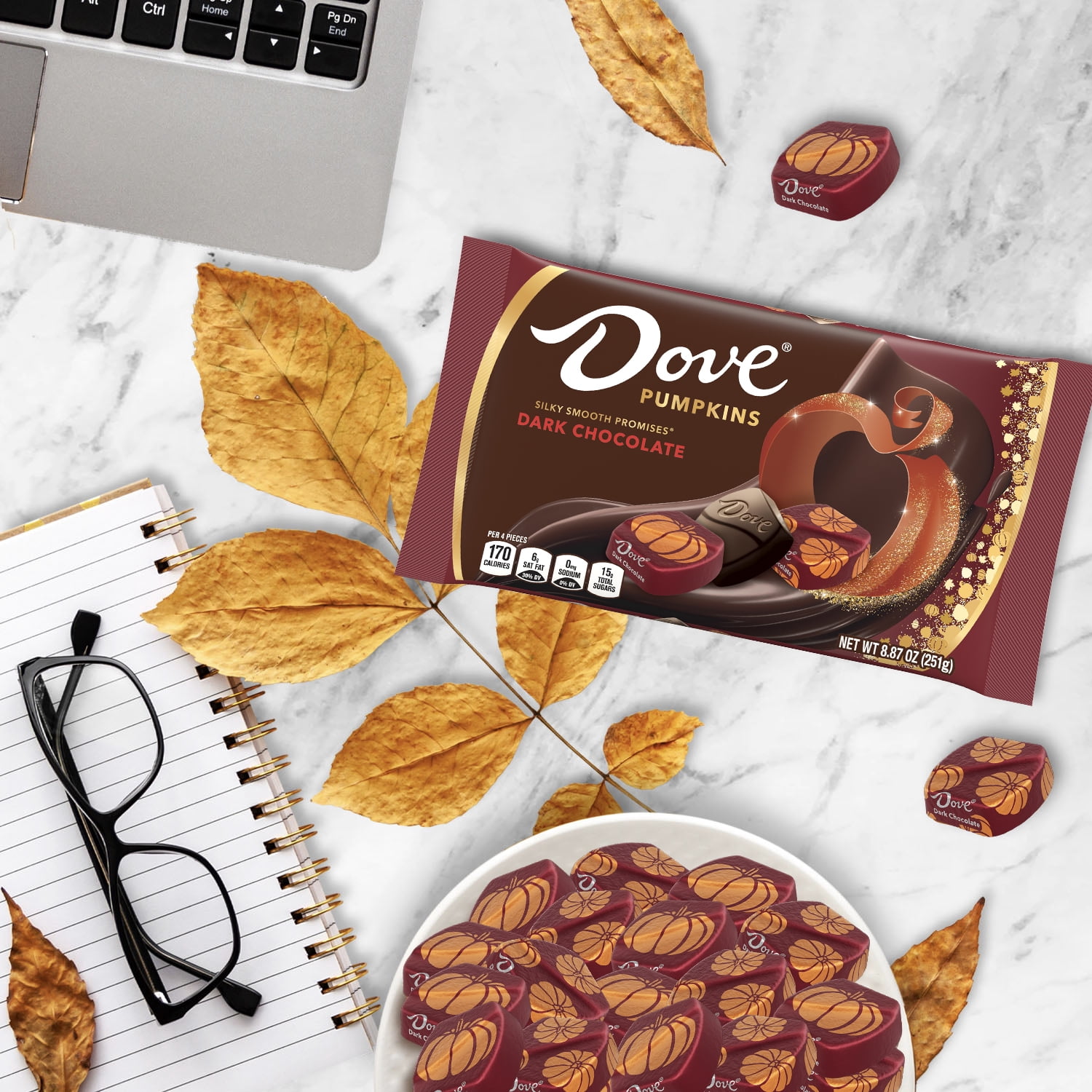 (3 pack) Dove Promises Dark Chocolate Fall Halloween Candy - 8.87 oz