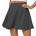 thumbnail image 3 of Minifalda skater básica, versátil, elástica, informal y acampanada para mujer, 3 of 5