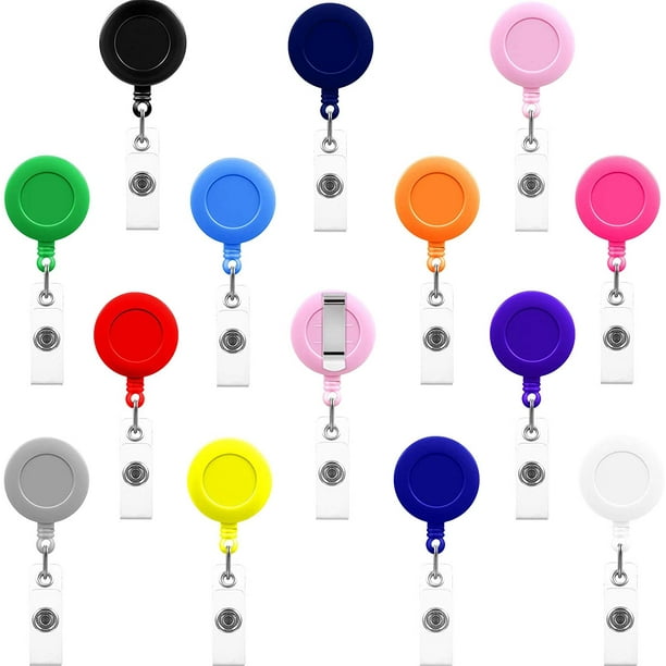 Retractable Badge Reels Solid Color Badge Clips Holder Nurse ID Badge Holder  with Metal Clips for Keys Name Card ID Holders, 13 Colors (104 Pieces) 