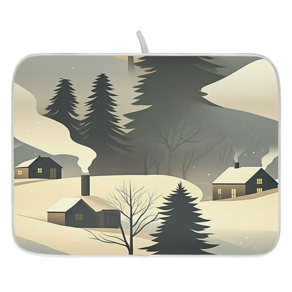Village and Chimneys Dish Drying Mat for Kitchen, Quick Drying Absorbent Soft Durable 16" x 18"