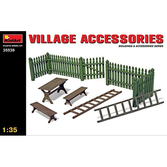 Accessoires de Village 1/35: Clôtures, Table, Bancs, Échelles