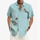 thumbnail image 2 of Camisas Hawaianas Para Hombre Camisa de manga corta con estampado de loro hawaiano simple para hombre, camisa de manga corta con solapa y botones, blusa con cuello vuelto superior (Light Blue, M), 2 of 5