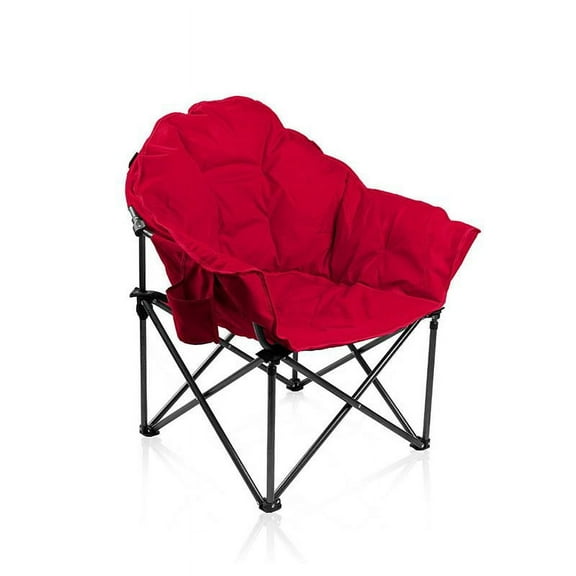 MF Studio Oversized Padded Moon Chair Camping Folding Saucer Chairs with Cup Holder and Carry Bag, Supports up to 400lbs, Red