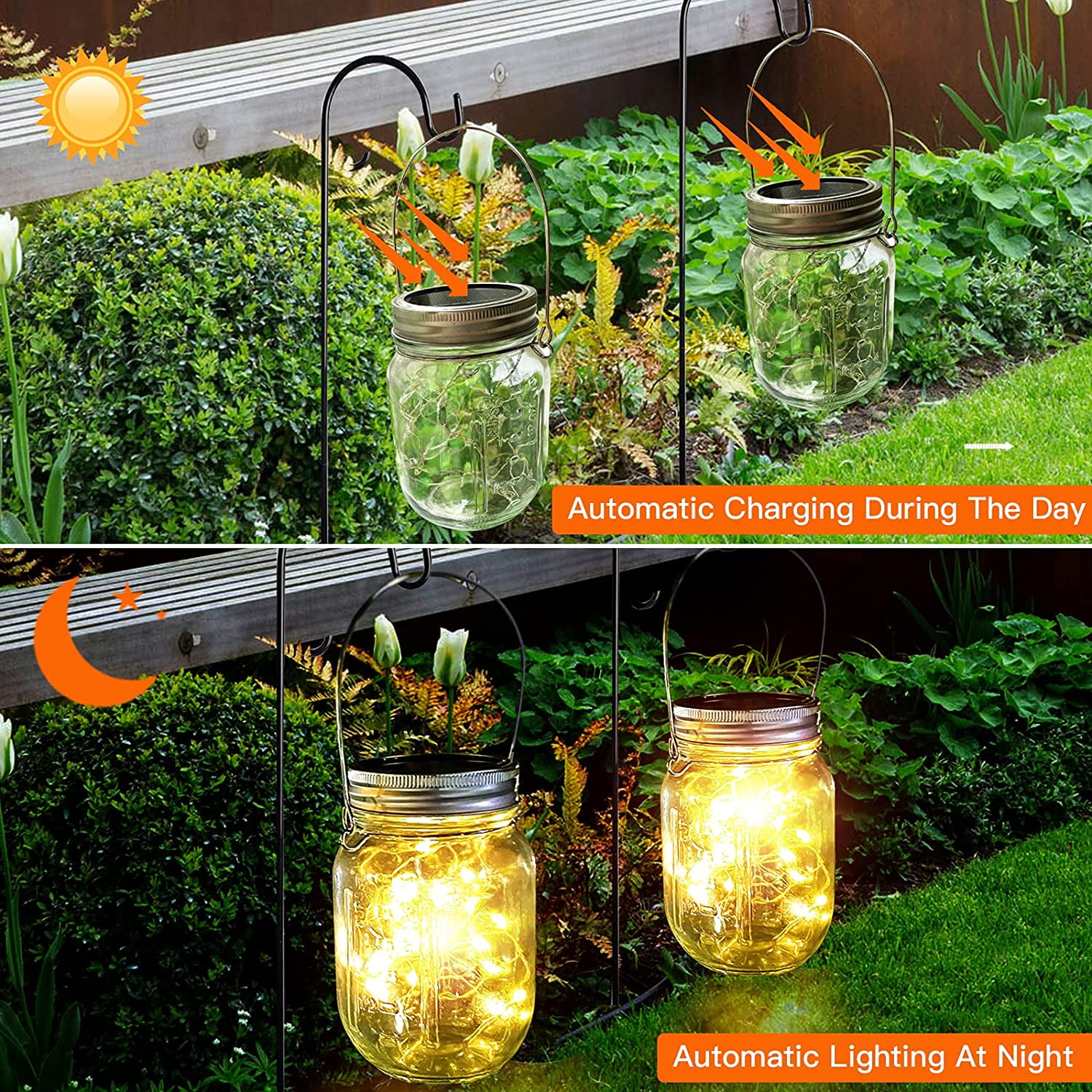 3”D x 5.5”H LED Green Indoor/Outdoor Frosted Mason Jar - Set of 3