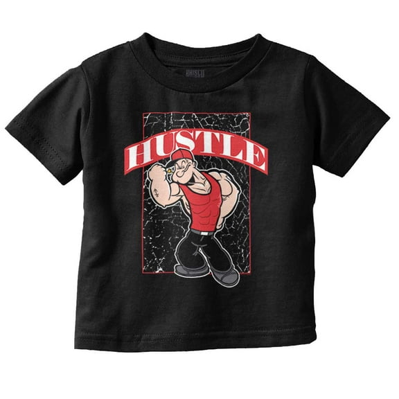 Urban Popeye Hustle Muscle Cartoon Toddler Boy Girl T Shirt Infant Toddler Brisco Brands 6M