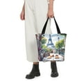 thumbnail image 4 of Japuie Parisian Cafe With Eiffel Print Women's Crossbody Tote Handbag,Shoulder Bag,Casual Tote,Satchels Crossbody Purse,Top-handle Tote Handbag,for Travel College Work, 4 of 7