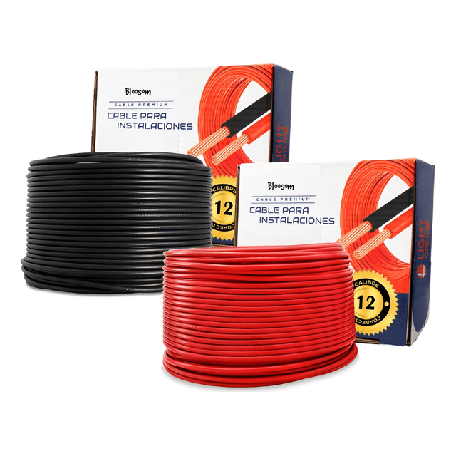 Set Dos Cajas Cable Bloosom Calibre 12 Cada Una De 100m Rojo y Negro