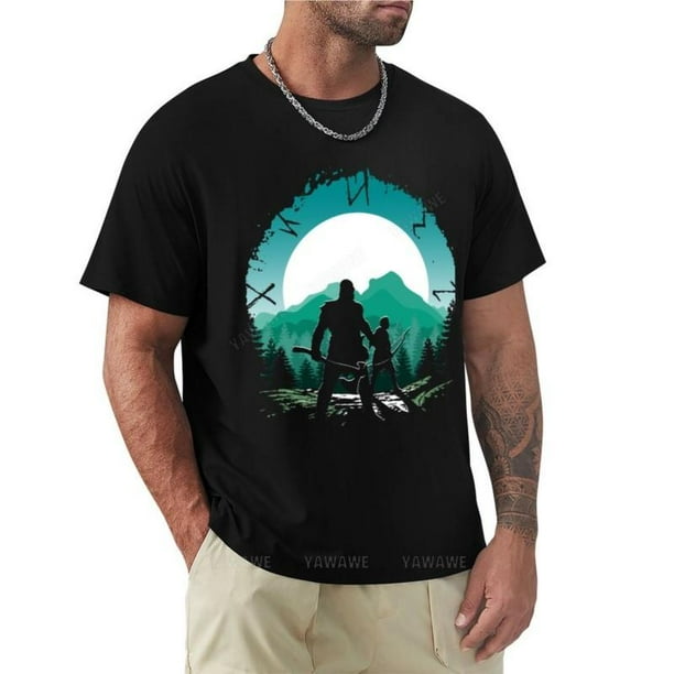 Camiseta de Kratos e Hijo para hombre camisa con cuello redondo gráfico de gato informal con estilo Verano