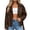 Brown, variant on Womens Faux Leather Moto Jacket Lapel Collar Long Sleeve Zip Up Jacket Stylish Belted Waist Outerwear Streetwear with Pocket