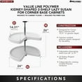 thumbnail image 4 of Rev-A-Shelf 24 Inch Lazy Susan Kidney Polymer 2-Shelf, White, 3472-24-11-52, 4 of 10
