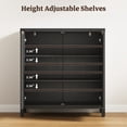 thumbnail image 2 of SICOTAS 34.2 Inch Wide Kitchen Pantry Cabinet Set of 3 with 2 Arch Rattan Doors, Adjustable Shelves, for Kitchen Storage, Freestanding Organizer Sideboard in Black, 2 of 12