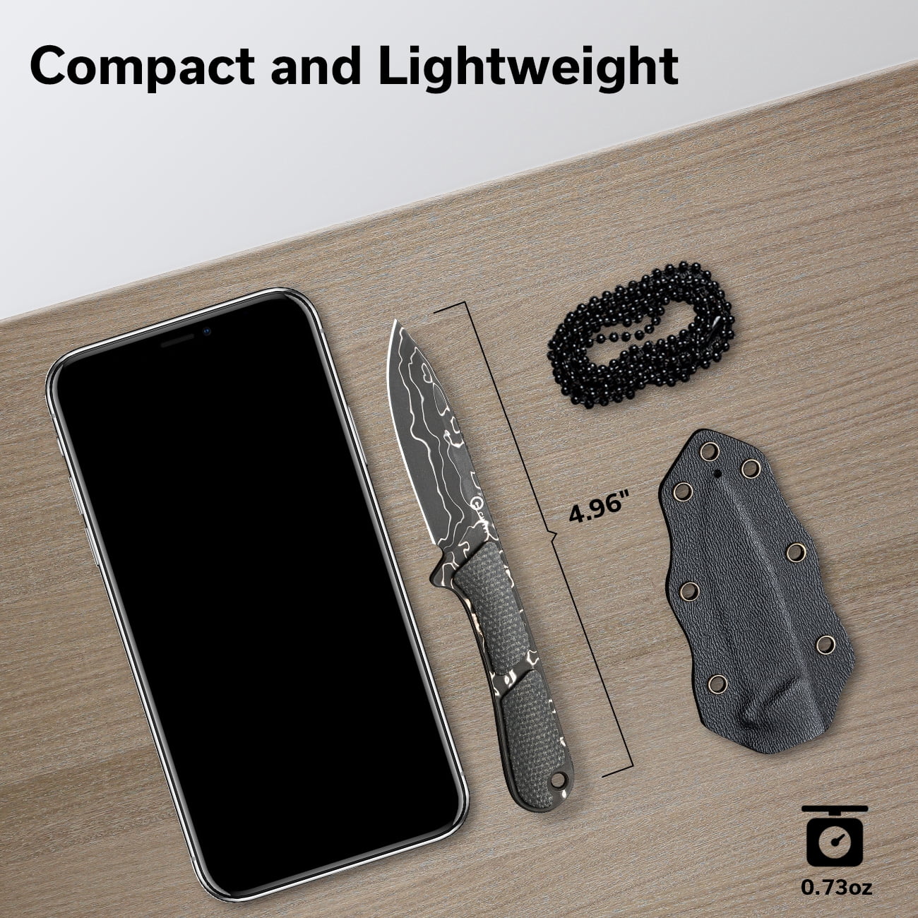 CIVIVI Mini Elementum Fixed Blade Knife with a Kydex Sheath and a Chain C23010-DS1