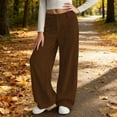 thumbnail image 6 of Girls Corduroy Pants Wide Leg Design with Pockets Vintage Baggy Pants High Waist Casual Pants for Girls Brown Pants for Girls Kids Preppy Clothes 7-8 Years, 6 of 8