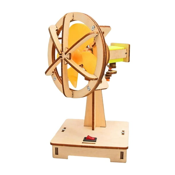 Proyecto de experimento de ventilador pequeño de madera DIY ensamblado manualmente creativo ensamblado manualmente ventilador pequeño juguete