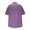 thumbnail image 5 of Womens Cotton Linen Dressy Blouses, Short Sleeve Shirts for Women Summer Ligthweight Casual Solid Color Lapel Button Down T-Shirts, 5 of 5