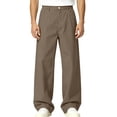 thumbnail image 2 of HOMADLES Mens Elastic Waist Work Pants Wide Leg Stretch Soft Athletic Pants Solid Color Side Pocket Casual Pants Coffee Size M, 2 of 10